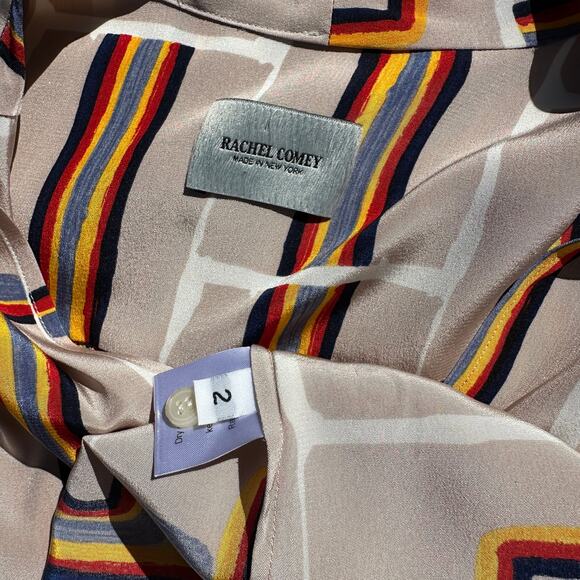 Rachel Comey Upland Dress 100% Silk Rainbow Print Tunic Shirt Dress Size 2 EUC - Picture 7 of 16